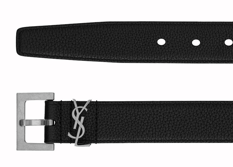 Order 圣罗兰Cassandre黑色粒面皮腰带