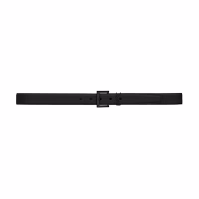 Saint Laurent Cassandre Belt in Smooth Leather Black-tone Black