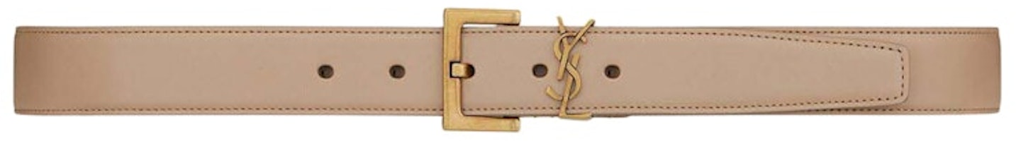 Saint Laurent Cassandre Belt With Square Buckle In Shiny Box Saint Laurent Leather Dark Beige Saint Laurent Cassandre Belt With Square Buckle In Shiny Box Saint Laurent Leather Dark Beige