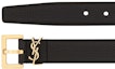 Order Saint Laurent Cassandre Belt with Square Buckle in Grained Leather Black