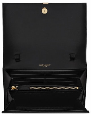 Saint Laurent Cassandre Chain Wallet In Glossy Smooth Leather Black Lookbook Saint Laurent Cassandre Chain Wallet In Glossy Smooth Leather Black