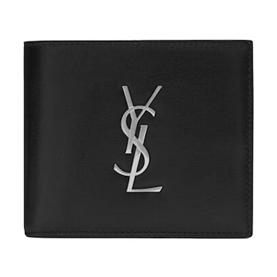 Saint Laurent Cassandre East/West Wallet Silver Logo Black