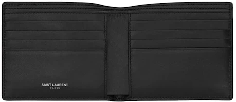 Lookbook Saint Laurent Cassandre East/West Wallet Silver Logo Black