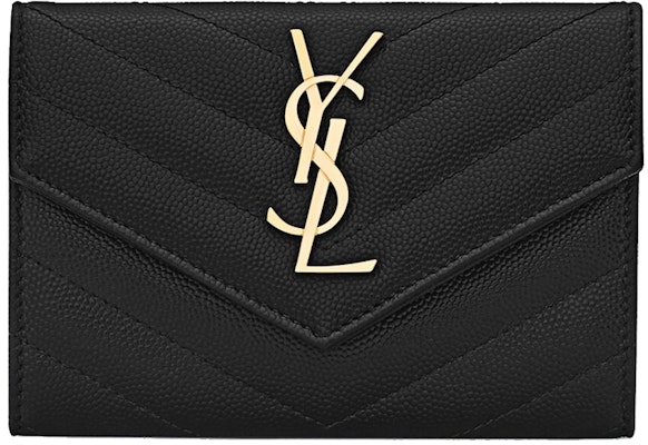 Saint Laurent Cassandre Grain De Poudre Envelope Wallet Small Noir Buy Saint Laurent Cassandre Grain De Poudre Envelope Wallet Small Noir