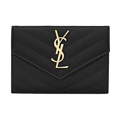 Saint Laurent Cassandre Grain De Poudre Envelope Wallet Small Noir
