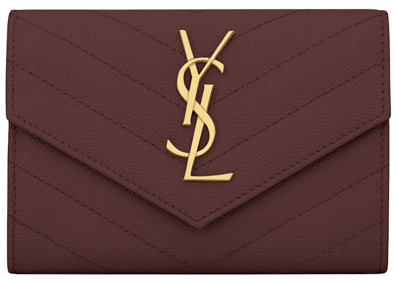 Saint Laurent Cassandre Grain De Poudre Envelope Wallet Small Rouge Legion