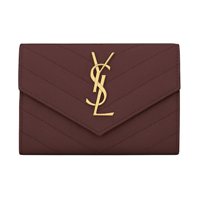 Saint Laurent Cassandre Grain De Poudre Envelope Wallet Small Rouge Legion