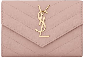 Saint Laurent Cassandre Grain De Poudre Envelope Wallet Small Pale Pink Saint Laurent Cassandre Grain De Poudre Envelope Wallet Small Pale Pink