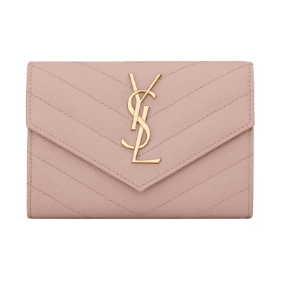 Saint Laurent Cassandre Grain De Poudre Envelope Wallet Small Pale Pink