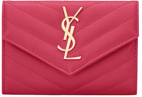 Saint Laurent Cassandre Grain De Poudre Envelope Wallet Small Fuchsia Saint Laurent Cassandre Grain De Poudre Envelope Wallet Small Fuchsia