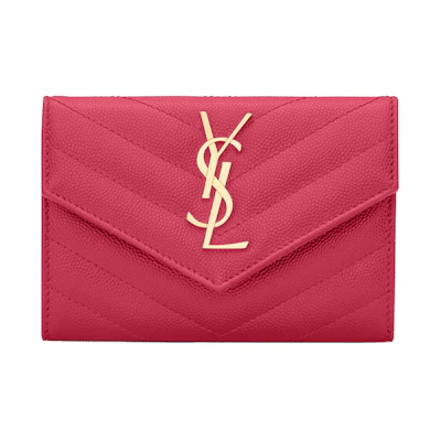 Saint Laurent Cassandre Grain De Poudre Envelope Wallet Small Fuchsia
