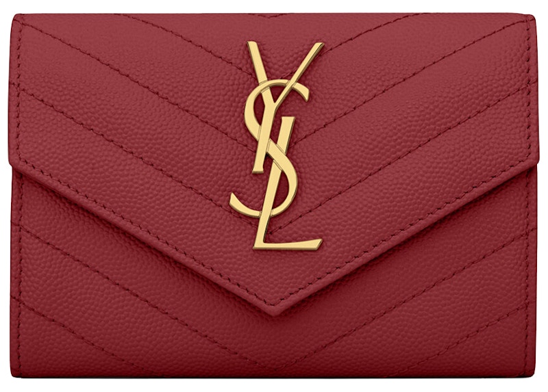Saint Laurent Cassandre Grain De Poudre Envelope Wallet Small Rouge Opyum