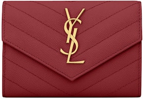 Saint Laurent Cassandre Grain De Poudre Envelope Wallet Small Rouge Opyum Saint Laurent Cassandre Grain De Poudre Envelope Wallet Small Rouge Opyum