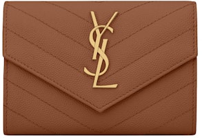 Saint Laurent Cassandre Grain De Poudre Envelope Wallet Small Dark Natural Saint Laurent Cassandre Grain De Poudre Envelope Wallet Small Dark Natural