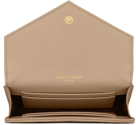 Saint Laurent Cassandre Grain De Poudre Envelope Wallet Small Dark Beige Lookbook Saint Laurent Cassandre Grain De Poudre Envelope Wallet Small Dark Beige