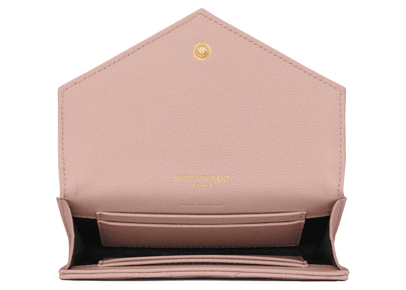 Lookbook 圣罗兰Cassandre纹理信封钱包小号淡粉色