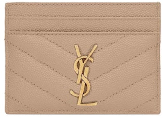 Saint Laurent Cassandre Matelasse Card Case in Grain De Poudre Embossed Leather Dark Beige Buy Saint Laurent Cassandre Matelasse Card Case in Grain De Poudre Embossed Leather Dark Beige