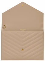 Lookbook Saint Laurent Cassandre Matelasse Flap Pouch In Quilted Embossed Leather Dark Beige