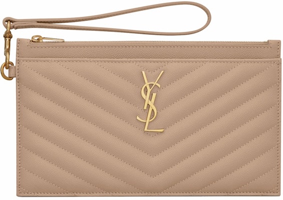 Saint Laurent Cassandre Matelasse Large Bill Pouch In Quilted Embossed Leather Dark Beige Buy Saint Laurent Cassandre Matelasse Large Bill Pouch In Quilted Embossed Leather Dark Beige