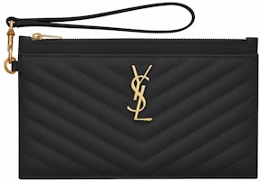 Saint Laurent Cassandre Matelasse Large Bill Pouch In Quilted Embossed Leather Black Saint Laurent Cassandre Matelasse Large Bill Pouch In Quilted Embossed Leather Black