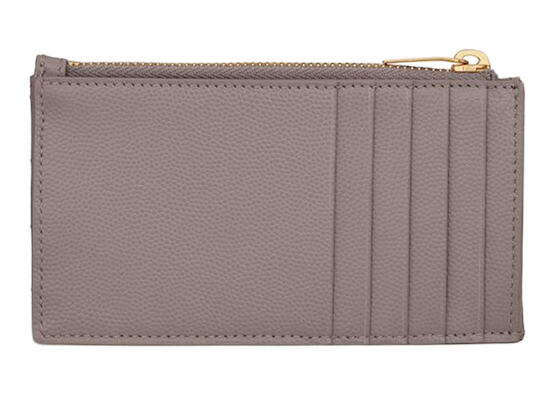 Order 聖羅蘭Cassandre霧粉色壓紋菱格拉鍊卡片套