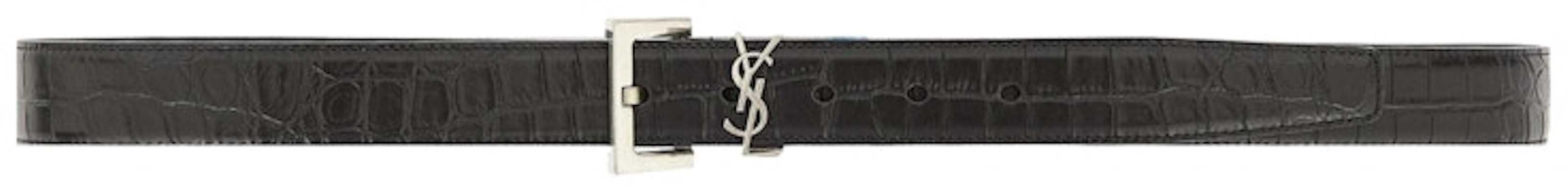 Saint Laurent Cassandre Matte Crocodile Embossed Belt Black Buy Saint Laurent Cassandre Matte Crocodile Embossed Belt Black