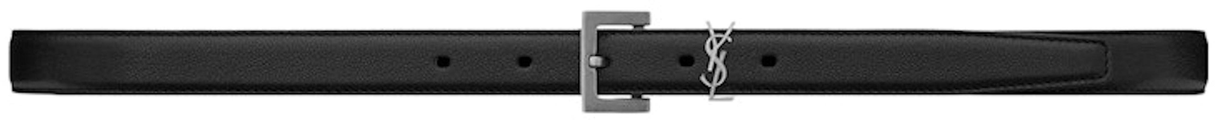 Saint Laurent Cassandre Thin Belt in Smooth Leather Black Buy Saint Laurent Cassandre Thin Belt in Smooth Leather Black