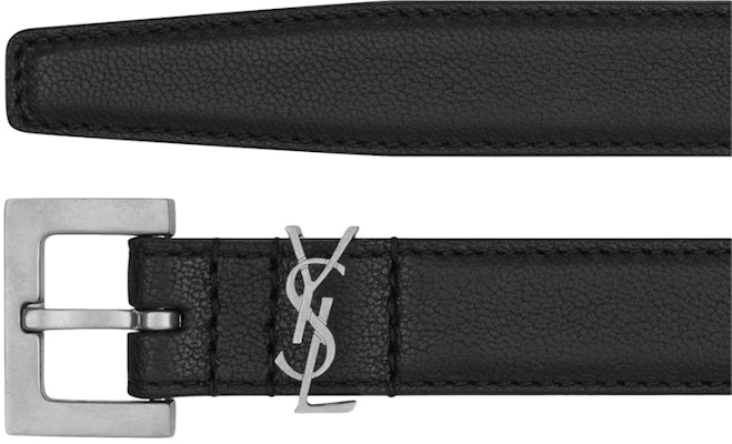 Saint Laurent Cassandre Thin Belt in Smooth Leather Black Order Saint Laurent Cassandre Thin Belt in Smooth Leather Black