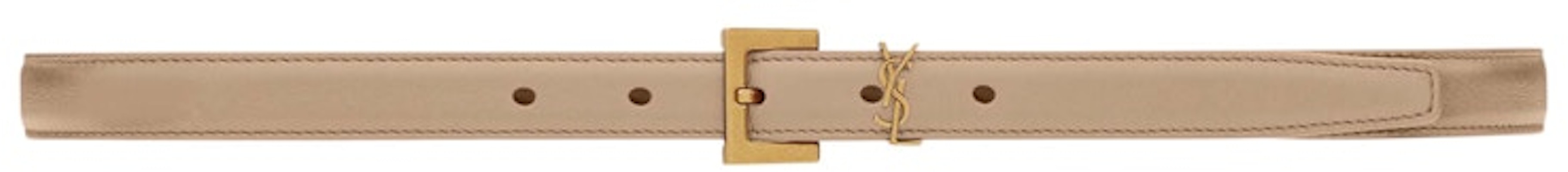 Saint Laurent Cassandre Thin Belt with Square Buckle in Box Saint Laurent Leather Dark Beige Buy Saint Laurent Cassandre Thin Belt with Square Buckle in Box Saint Laurent Leather Dark Beige