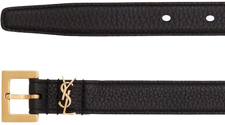 Saint Laurent Cassandre Thin Belt with Square Buckle in Grained Leather Black Order Saint Laurent Cassandre Thin Belt with Square Buckle in Grained Leather Black