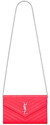 Saint Laurent Chain Wallet Monogram Grain de Poudre Embossed Patent Leather Neon Pink Buy Saint Laurent Chain Wallet Monogram Grain de Poudre Embossed Patent Leather Neon Pink