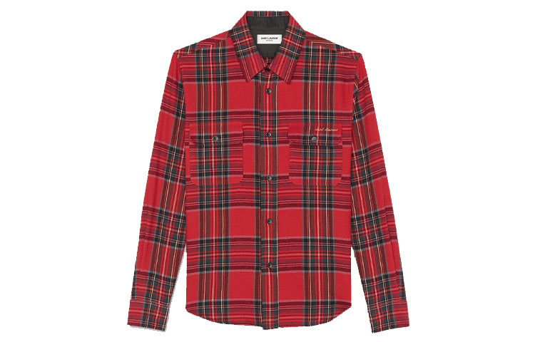 Saint Laurent Checkered Single-Breasted Long-Sleeve Shirt 636581Y2B376278