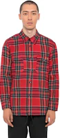 Shop Saint Laurent Checkered Single-Breasted Long-Sleeve Shirt 636581Y2B376278