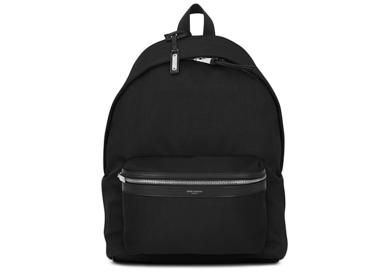 Saint Laurent City Canvas Backpack Canvas Silver-tone Black