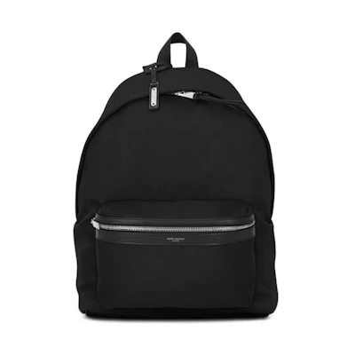 Saint Laurent City Canvas Backpack Canvas Silver-tone Black