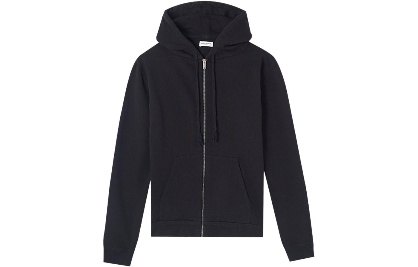 Saint Laurent Classic Black Zip-Up Hoodie for Men 560707YBFL21095