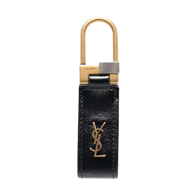 SAINT LAURENT Classic Logo Leather Keychain for Men. 66896102G0W1000