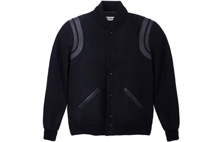 Order Saint Laurent Classic Wool and Leather Varsity Jacket Unisex Black 354718Y197Q1000
