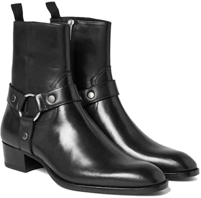 Saint Laurent Wyatt Classique ''Harnais Noir'' 443190AQS001000 Shop Saint Laurent Wyatt Classique ''Harnais Noir'' 443190AQS001000