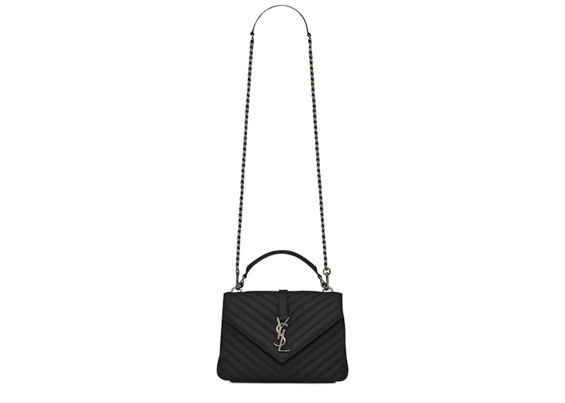Saint Laurent College Shoulder Bag Matelasse Silver-tone Medium Black