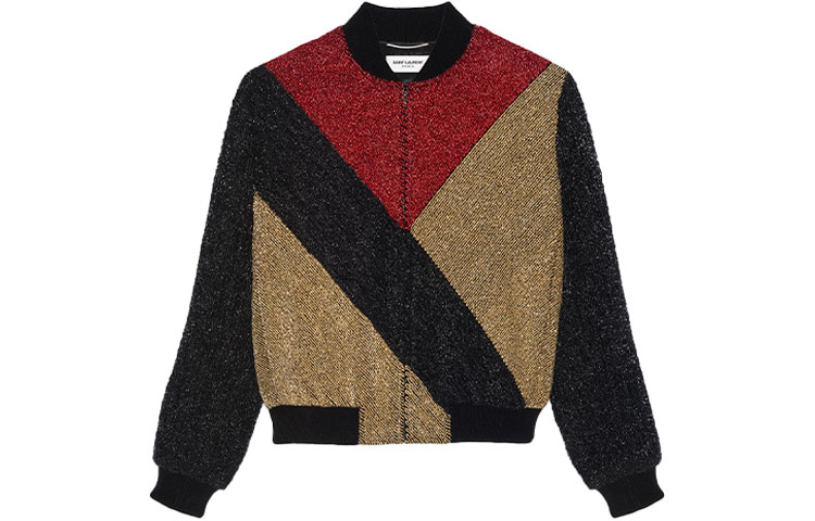 Saint Laurent Colorblock Casual Long-Sleeve Jacket Black 668993Y525R1000