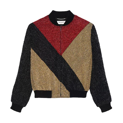 Saint Laurent Colorblock Casual Long-Sleeve Jacket Black 668993Y525R1000