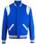 Buy SAINT LAURENT Contrast Striped Button-Up Baseball Jacket - Blue. 354718Y180W4011