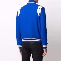 Lookbook SAINT LAURENT 對比條紋棒球外套襯衫 - 藍色 354718Y180W4011