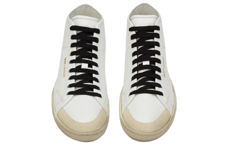 Shop Saint Laurent Court Classic SL/39 ''Versleten Wit Leer'' 65277304GB09225