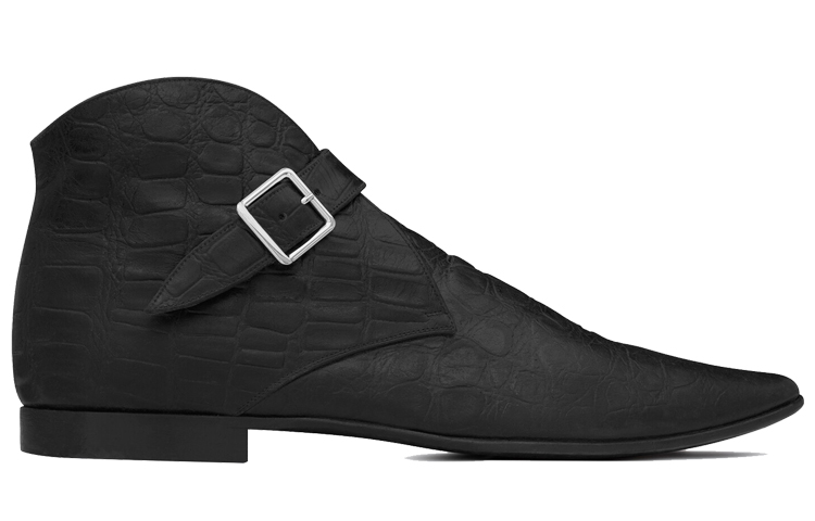 Saint Laurent Crocodile Embossed Leather Booties 'Black' 圖 2
