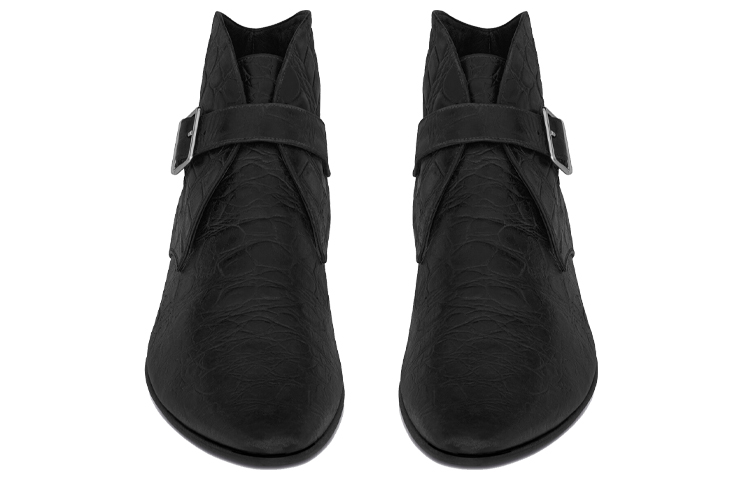 Saint Laurent Crocodile Embossed Leather Booties 'Black' 圖 4