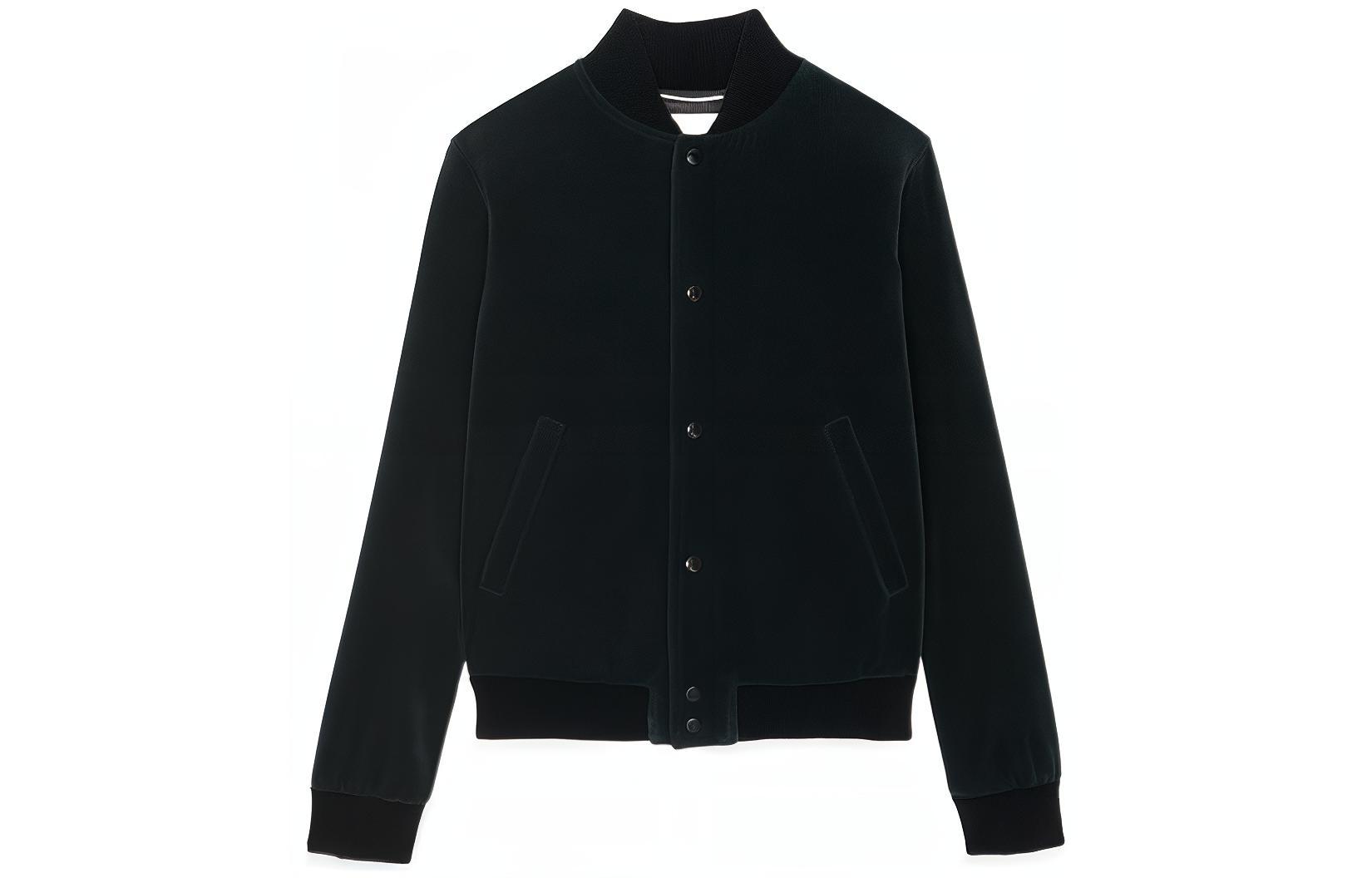 Saint Laurent Deep Forest Green Embroidered Letter Single-Breasted Jacket 711490Y615W3685