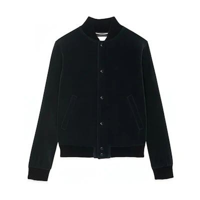 Saint Laurent Deep Forest Green Embroidered Letter Single-Breasted Jacket 711490Y615W3685