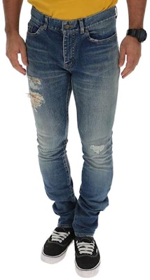 圣罗兰男士蓝色做旧直筒牛仔裤 578962YA5074781 Buy 圣罗兰男士蓝色做旧直筒牛仔裤 578962YA5074781